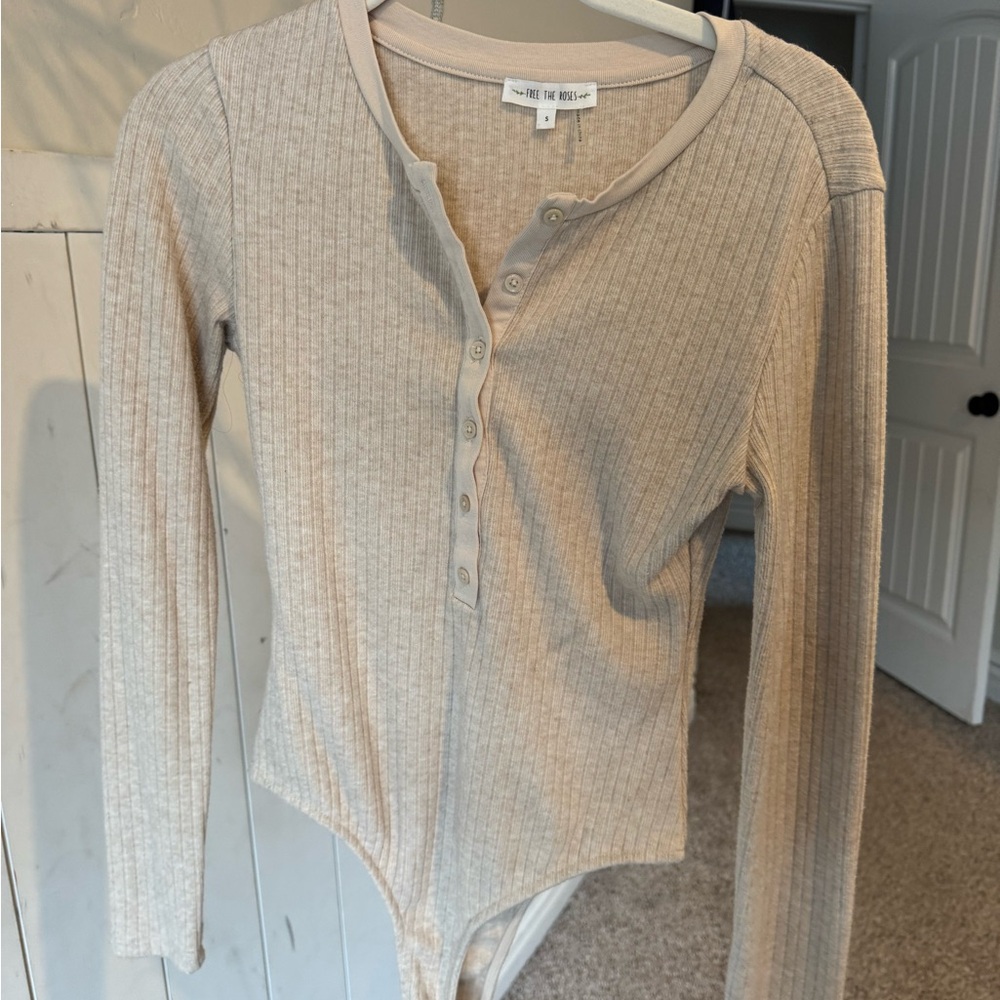 Free the Roses Cream Ribbed Bodysuit